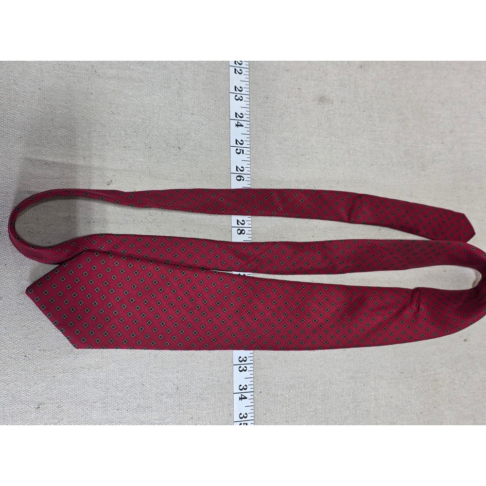 Equus Mens Silk Necktie Burgundy Red Geometric Medallion Pattern Classic Tie